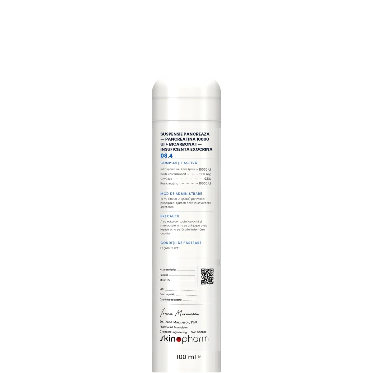Preparat Magistral Suspensie Pancreaza — Pancreatina 10000 UI + Bicarbonat — Insuficienta Exocrina SkinoPharm