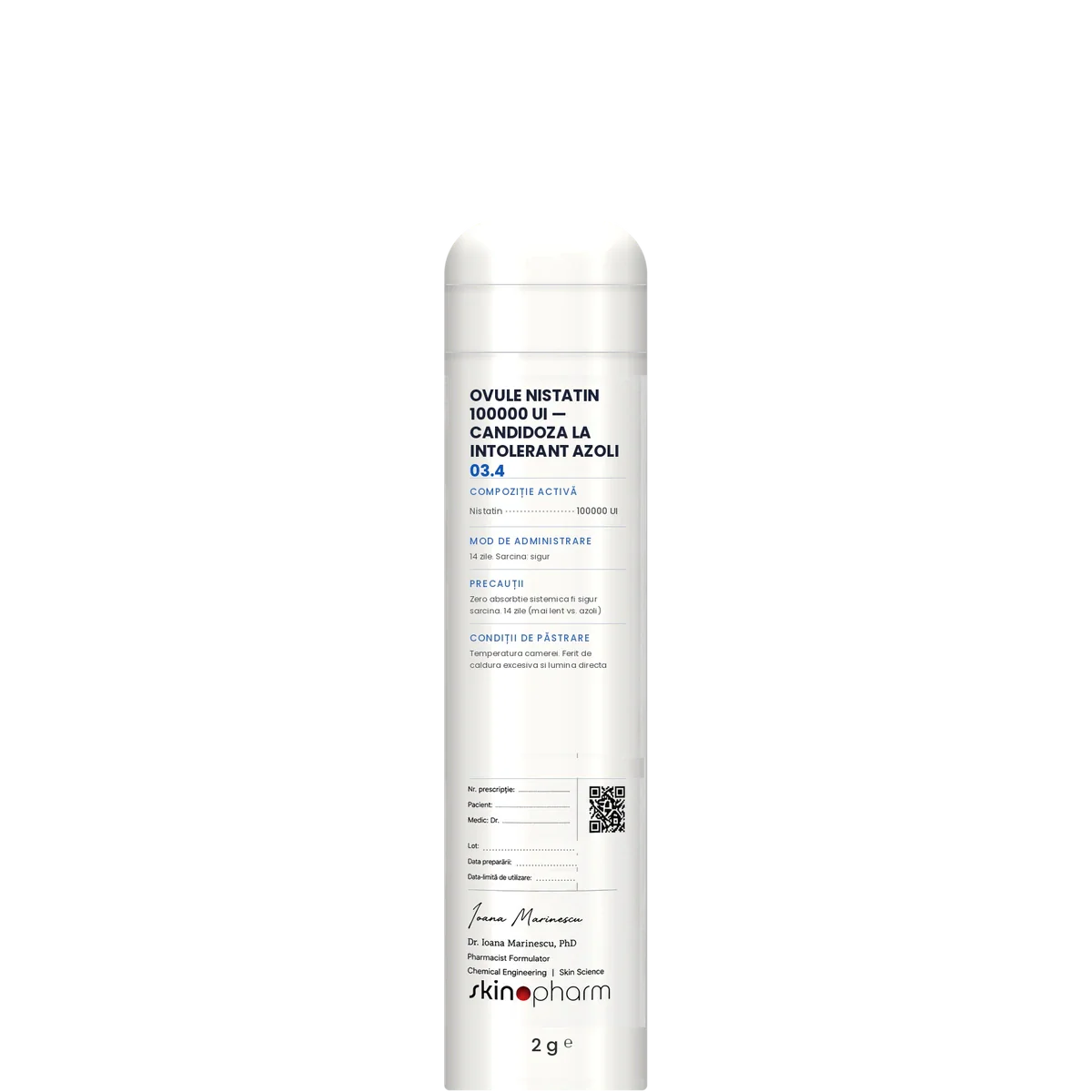 Preparat Magistral Ovule Nistatin 100000 UI — Candidoza la Intolerant Azoli SkinoPharm