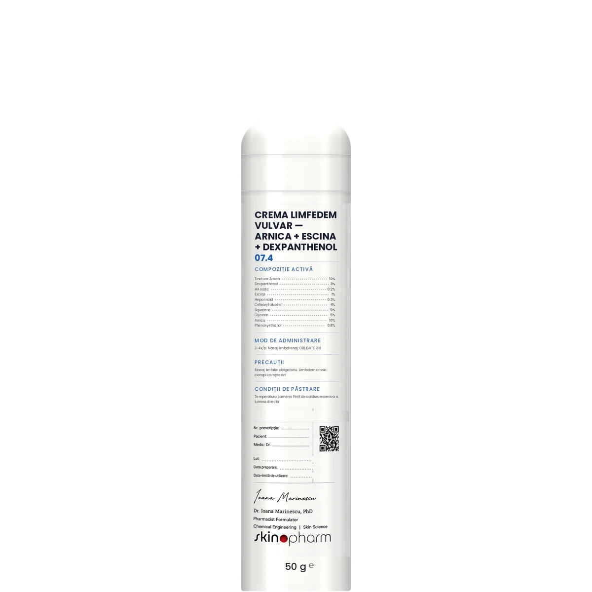 Preparat Magistral Crema Limfedem Vulvar — Arnica + Escina + Dexpanthenol SkinoPharm