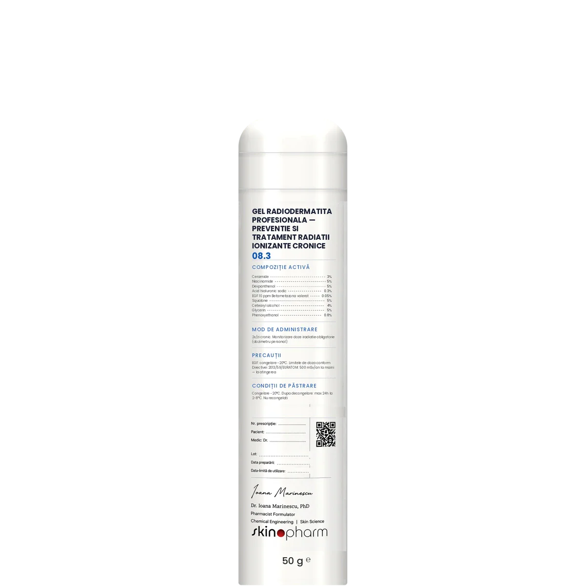 Preparat Magistral Gel Radiodermatita Profesionala — Preventie si Tratament Radiatii Ionizante Cronice SkinoPharm