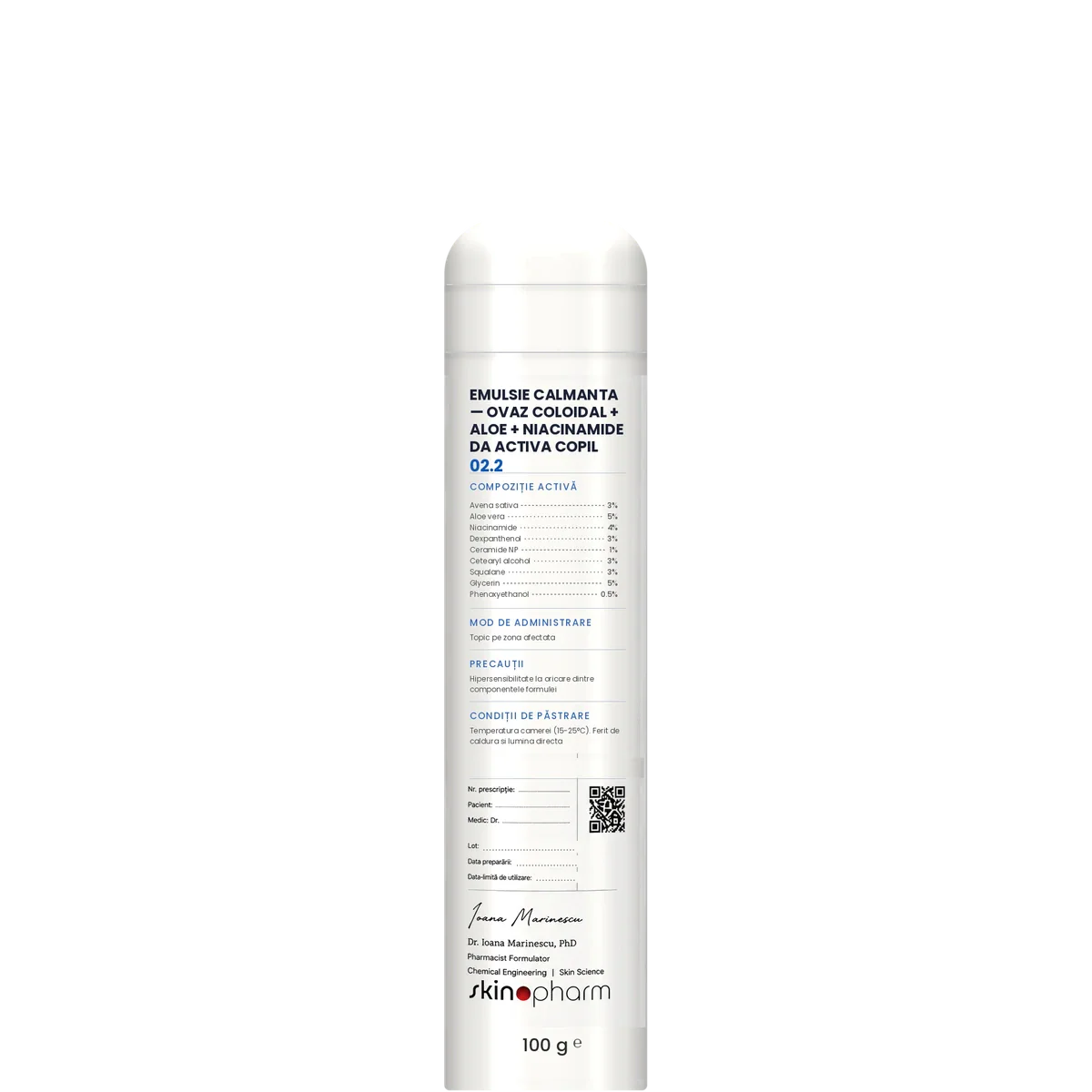Preparat Magistral Emulsie Calmanta — Ovaz Coloidal + Aloe + Niacinamide DA Activa Copil SkinoPharm