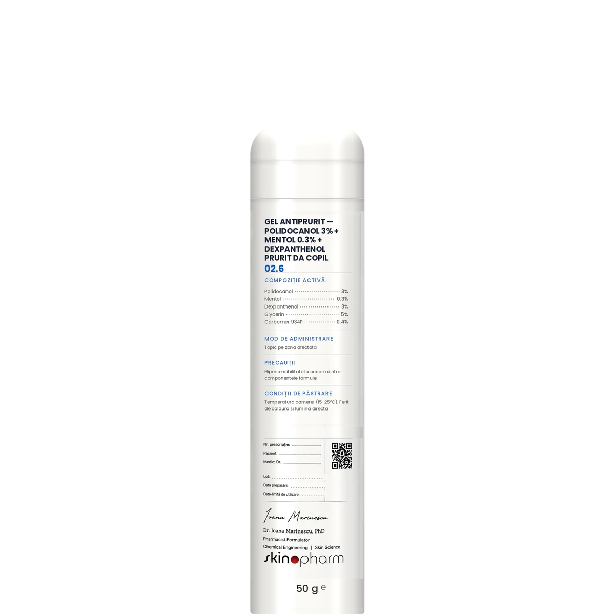 Gel Antiprurit — Polidocanol 3% + Mentol 0.3% + Dexpanthenol Prurit DA Copil